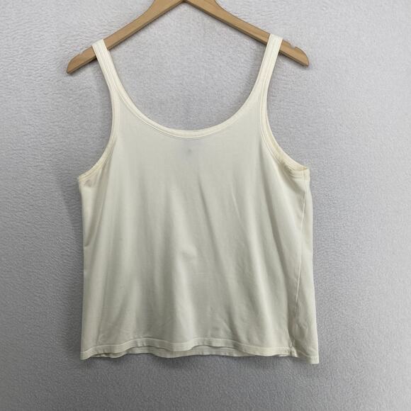 Eileen Fisher Tops - EILEEN FISHER Tank Top L Cotton Stretch Jersey Cami Scoop Neck Off White USA